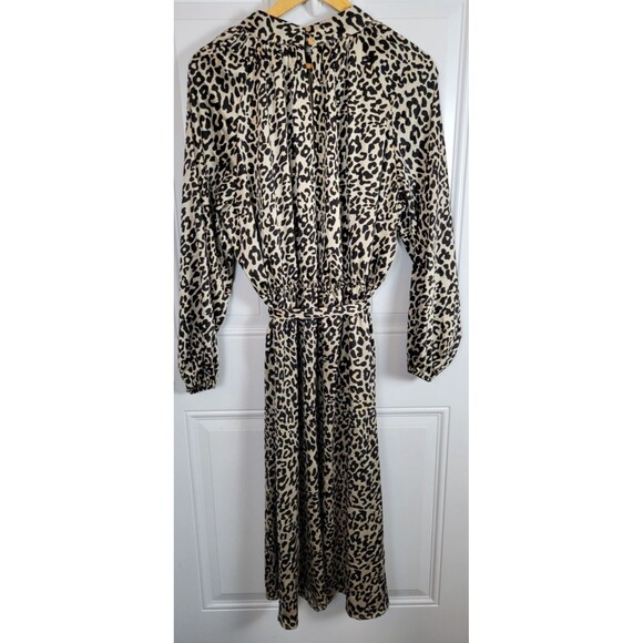 LOFT Plus Size Silky Mock Neck Leopard Print Midi Belted Dress Size 18 - Picture 8 of 9
